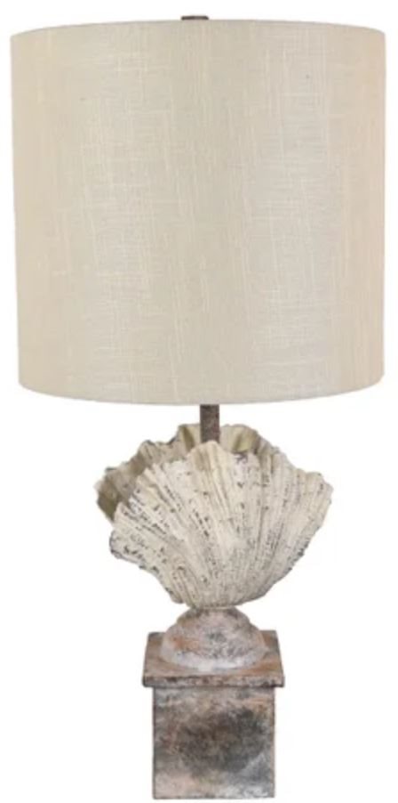 Crestview Coastal Shell Finial Coral/Off-White Table Lamp