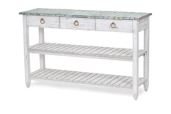 Seawinds Picket Fence Entertainment Center Distressed Bleu/White Finish