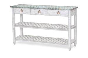 Seawinds Picket Fence Entertainment Center Distressed Bleu/White Finish