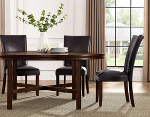 Steve Silver Hartford 72-Inch 9-Piece Dining Set With 8 Brown Leatherette Chairs In Deep Espresso