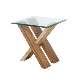 Steve Silver Tasha Glass Top Deep Cherry End Table