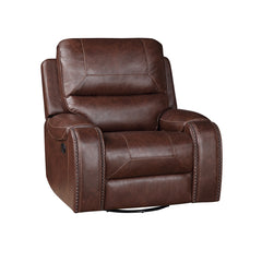 Steve Silver Keily Brown Manual Motion Swivel Recliner With Antiqued Brass Nailhead Trim