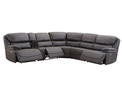 Steve Silver Plaza 6-Piece Power Leather Sectional In Smoked Gray