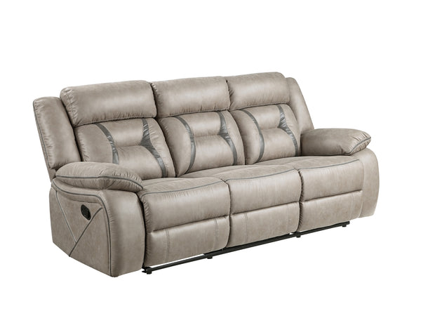 Steve Silver Tyson Gray Manual Recliner Sofa With Drop Down Table And Power Strip