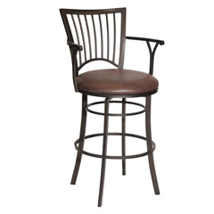 Steve Silver Bayview 30-Inch Upholstered Swivel Barstool Finished In Gun Metal Powder