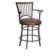 Steve Silver Bayview 24-Inch Upholstered Swivel Counter-Height Chair In Gun Metal Powder