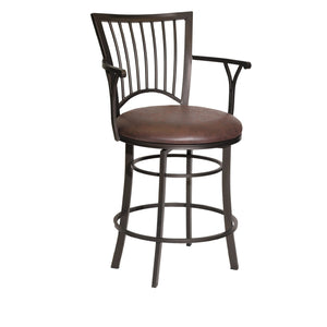 Steve Silver Bayview 24-Inch Upholstered Swivel Counter-Height Chair In Gun Metal Powder