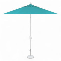 Treasure Garden Aqua Market White Pole Umbrella with 50Lb Art Deco Base