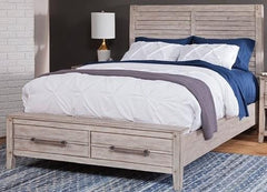 American Woodcrafters Aurora Queen Panel Bed with Storage Footboard in Whitewash
