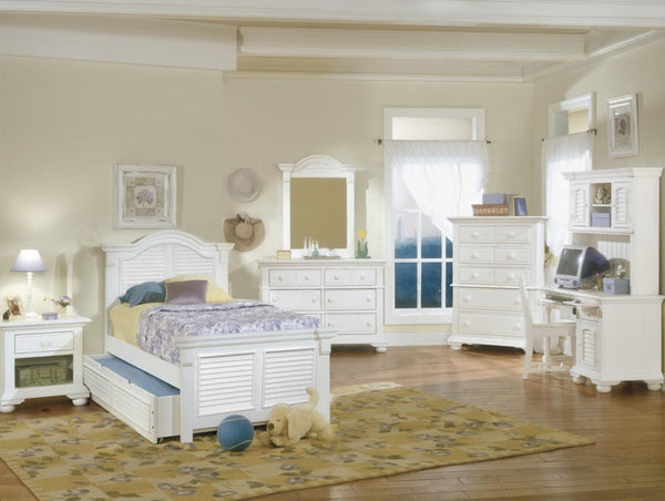 American Woodcrafters Cottage Traditions Complete 3/3 Over 3/3 Bunk Bed in Clean White Cottage Finish