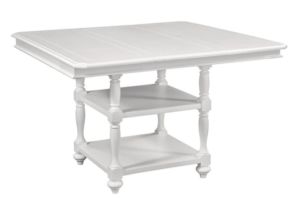 American Woodcrafters Cottage Traditions Gathering Height Table With 18-Inch Leaf Clean White Cottage