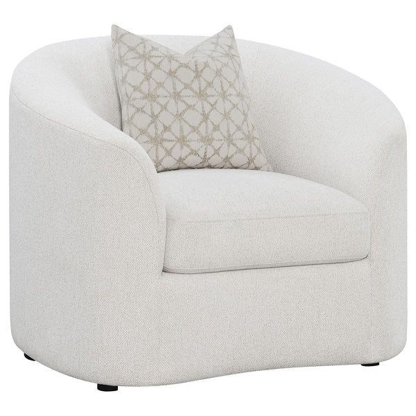Coaster Rainn Boucle Upholstered Sloped Arm Barrel Chair Latte