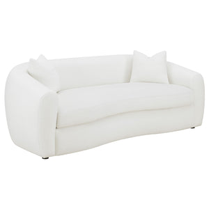 Coaster Isabella Faux Sheepskin Upholstered Sofa Natural
