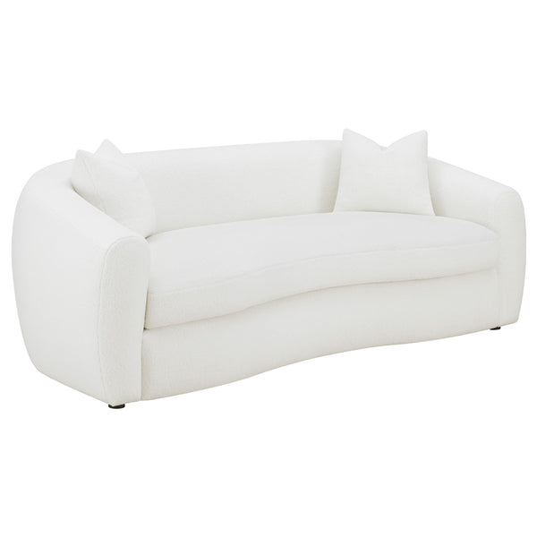Coaster Isabella Faux Sheepskin Upholstered Sofa Natural