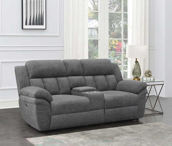 Coaster Bahrain Upholstered Power Loveseat Charcoal