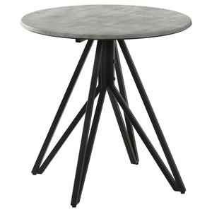Coaster Hadi Round Smarttop Side End Table Cement & Gunmetal