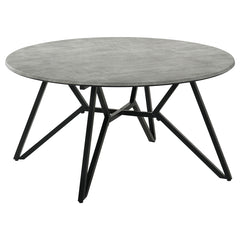 Coaster Hadi Round Smarttop Coffee Table Cement & Gunmetal