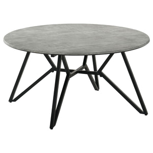 Coaster Hadi Round Smarttop Coffee Table Cement & Gunmetal
