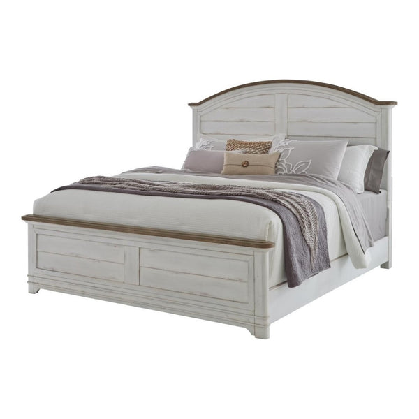American Woodcrafters King Arched Bed Whitewash