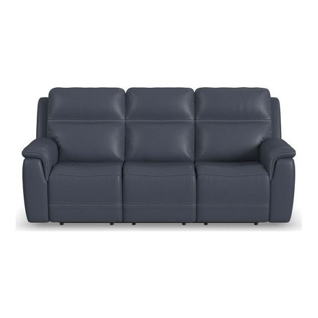 Flexsteel Sawyer Marine Power Leather Reclining Sofa with Power Lumbar