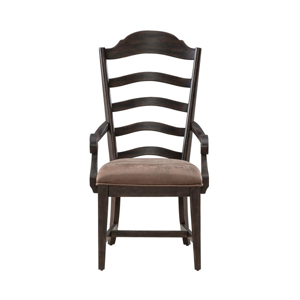 Liberty Furniture Paradise Valley Saddle Brown Upholstered Leather-Like Ladderback Armchair