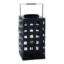UMA Home Decor Black Metal Pillar Candle Lattern 8"X8"X20"