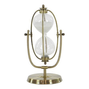 UMA Home Decor Brass Glass Timer 13"X6"X6"