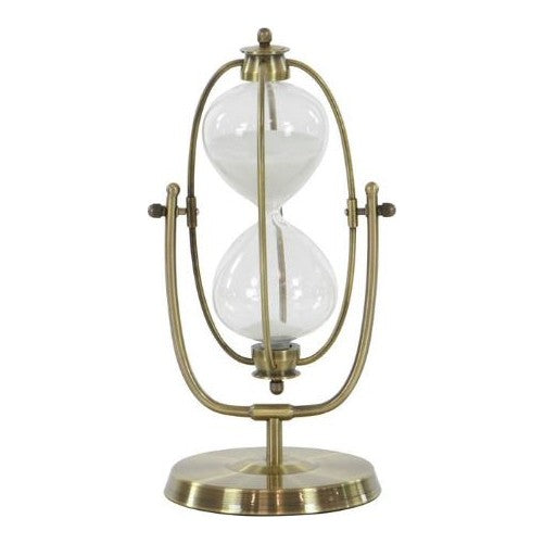 UMA Home Decor Brass Glass Timer 13"X6"X6"