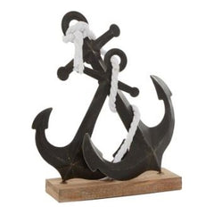 UMA Home Decor Black Metal Anchor Sculpture 15"X5"X16"