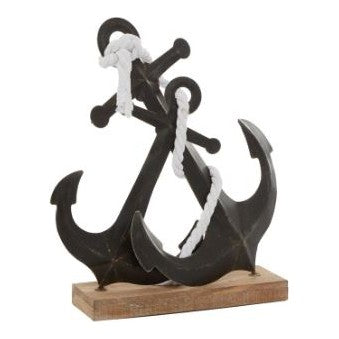 UMA Home Decor Black Metal Anchor Sculpture 15"X5"X16"