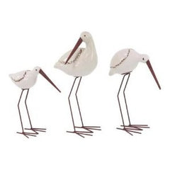 UMA Home Decor White Ceramic Bird Sculpture Set of 3 14"&10"&12"