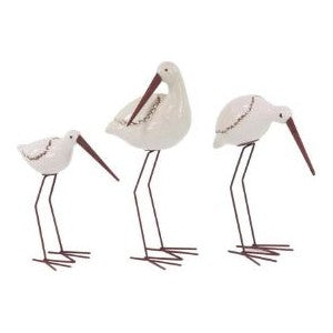 UMA Home Decor White Ceramic Bird Sculpture Set of 3 14"&10"&12"