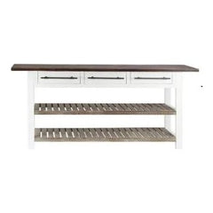 UMA Home Decor White Wood Kitchen Island Style 3-Drawer & 2 Shelves Console Table 71"X16"X32"