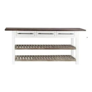 UMA Home Decor White Wood Kitchen Island Style 3-Drawer & 2 Shelves Console Table 71"X16"X32"