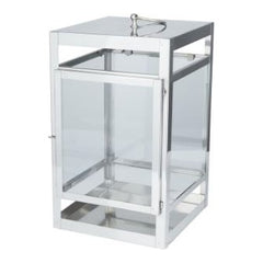 UMA Home Decor Silver Stainless Steel Pillar Candle Lantern 10"X10"X21"