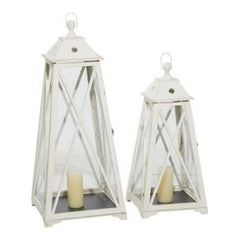 UMA Home Decor Cream Metal Lighthouse Style Candle Lattern Set of 2 -- 36" & 28"