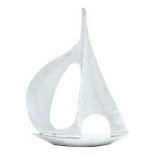 UMA Home Decor Silver Aluminum Sail Boat Sculpture 28"X6"X37"