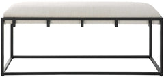 Uttermost Paradox Matte Black Iron/Fabric Bench