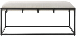 Uttermost Paradox Matte Black Iron/Fabric Bench