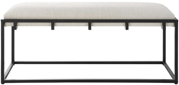 Uttermost Paradox Matte Black Iron/Fabric Bench