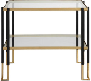 Uttermost Kentmore Two-Toned Matte Black/Brushed Gold Glass Side Table