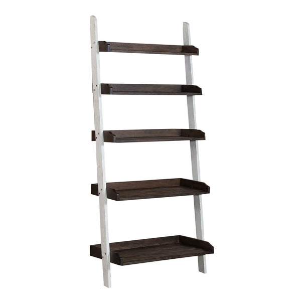 Liberty Furniture Farmhouse Two-Tone White Leaning Bookcase