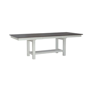 Liberty Furniture Brook Bay 7-Piece Carbon Grey/Textured White Trestle Dining Table Set