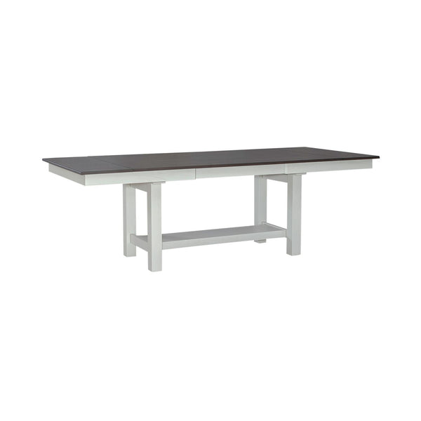 Liberty Furniture Brook Bay 7-Piece Carbon Grey/Textured White Trestle Dining Table Set