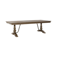 Liberty Furniture Americana Farmhouse 6-Piece Beige/Dusty Taupe Trestle Dining Table Set with Bench