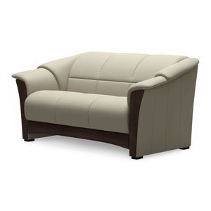 Stressless Oslo Leather Loveseat in Paloma Light Grey