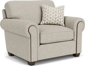 Flexsteel Carson White Silver Fabric Driftwood Chair