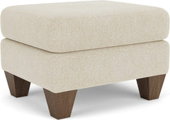 Flexsteel Moxy Shell Ottoman with Medium Brown Legs