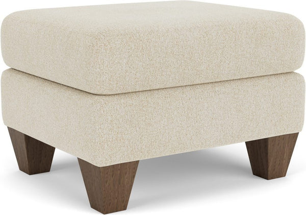 Flexsteel Moxy Shell Ottoman with Medium Brown Legs