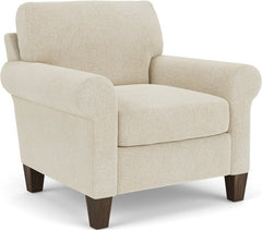 Flexsteel South Haven White Shell Rolled Arm Chair with Square Legs